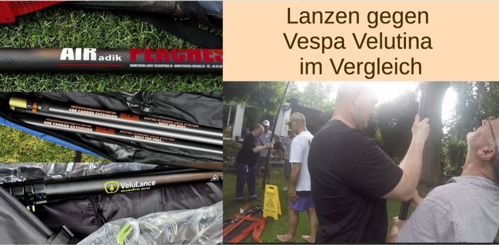 Das Bild zeigt drei Lanzensysteme, die von 25 Imkern in Krefeld in Augenschein genommen wurden